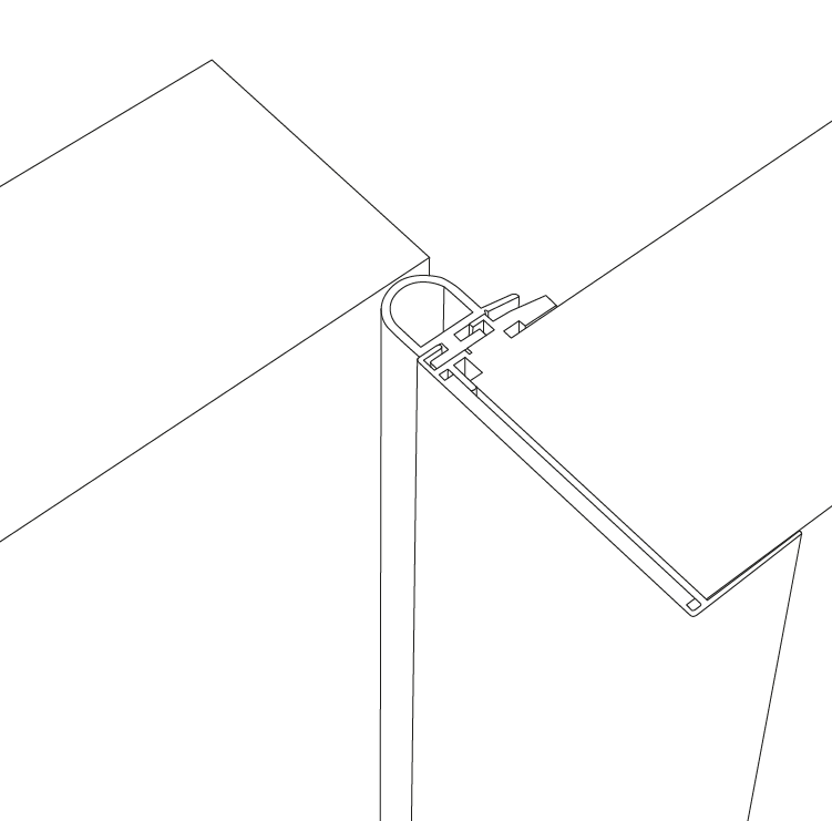 Door leaf (continuous panels) aluminium profiles for cold room doors wireframe