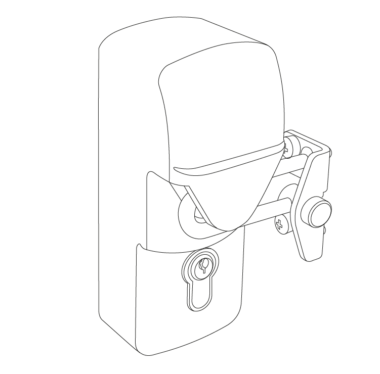 Sliding door lock series 9500HP for cold room doors wireframe