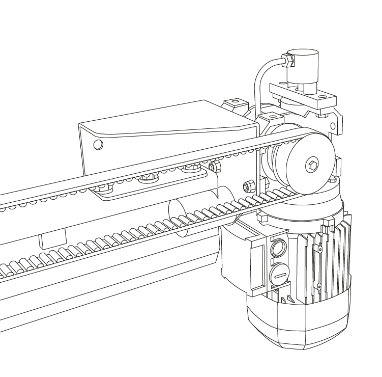 Automazione serie SA100 per porte scorrevoli di celle frigorifere wireframe